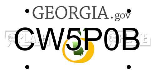 CW5P0B Georgia License Plate