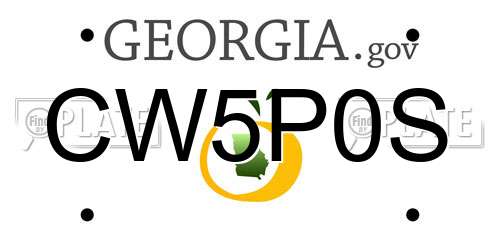 CW5P0S Georgia License Plate