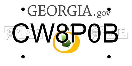 CW8P0B Georgia License Plate
