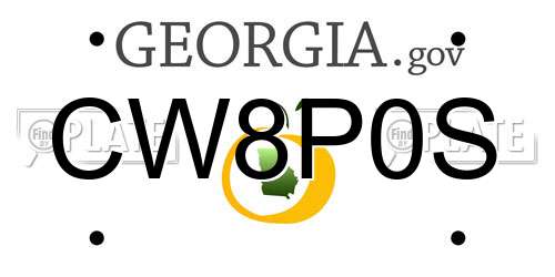CW8P0S Georgia License Plate