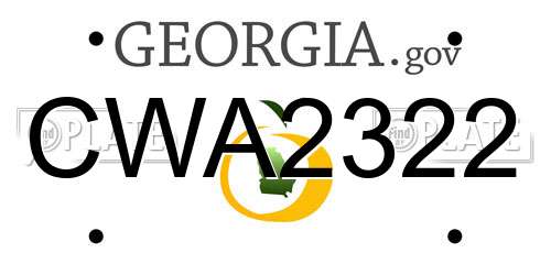 CWA2322 Georgia License Plate