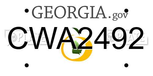 CWA2492 Georgia License Plate