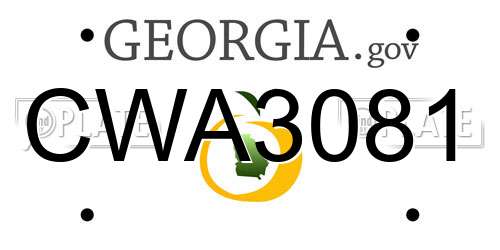 CWA3081 Georgia License Plate