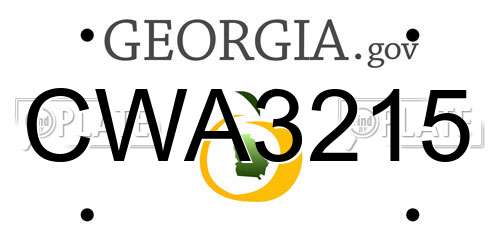 CWA3215 Georgia License Plate