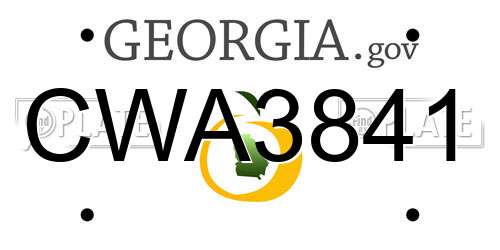 CWA3841 Georgia License Plate