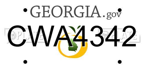 CWA4342 Georgia License Plate