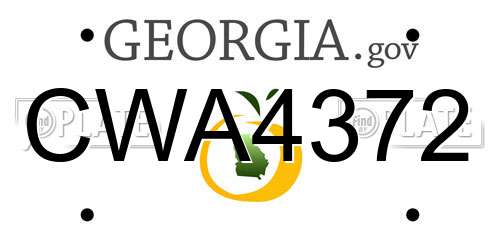 CWA4372 Georgia License Plate