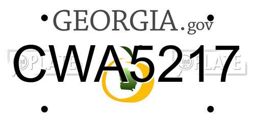 CWA5217 Georgia License Plate