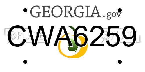 CWA6259 Georgia License Plate