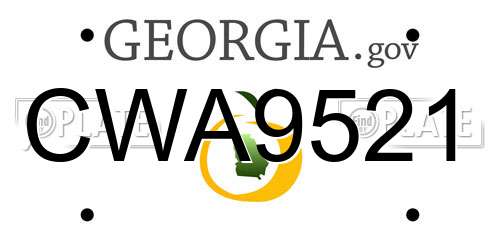 CWA9521 Georgia License Plate