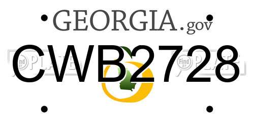 CWB2728 Georgia License Plate