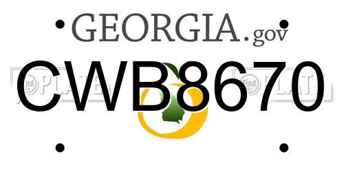 CWB8670 Georgia License Plate