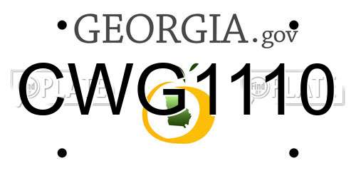 CWG1110 Georgia License Plate