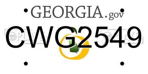 CWG2549 Georgia License Plate