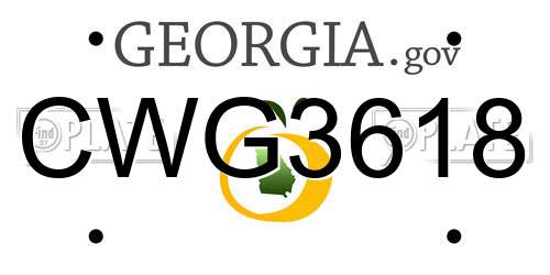 CWG3618 Georgia License Plate