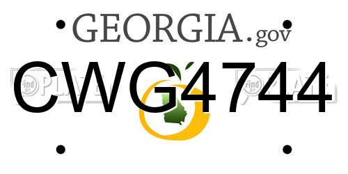 CWG4744 Georgia License Plate