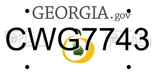 CWG7743 Georgia License Plate