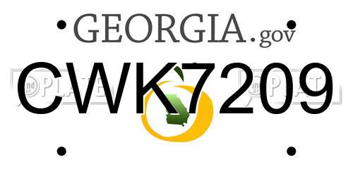 CWK7209 Georgia License Plate