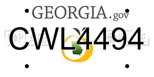 CWL4494 Georgia License Plate