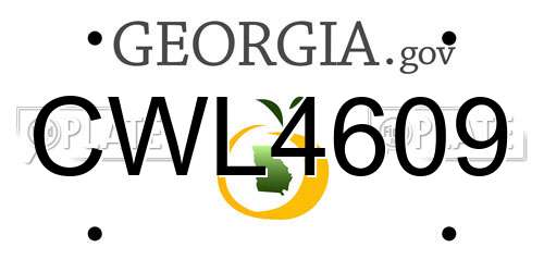 CWL4609 Georgia License Plate
