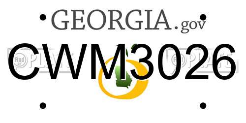 CWM3026 Georgia License Plate