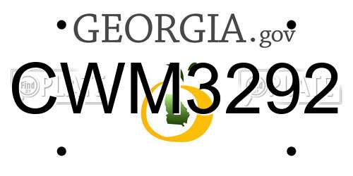CWM3292 Georgia License Plate