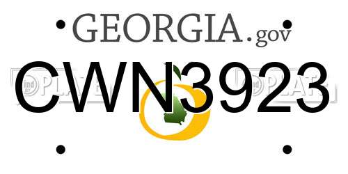 CWN3923 Georgia License Plate
