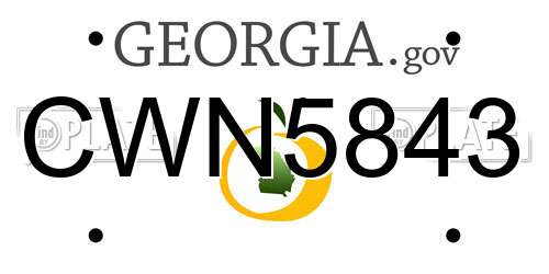 CWN5843 Georgia License Plate