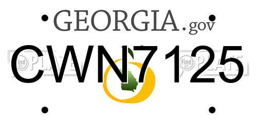 CWN7125 Georgia License Plate