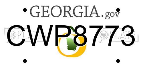 CWP8773 Georgia License Plate