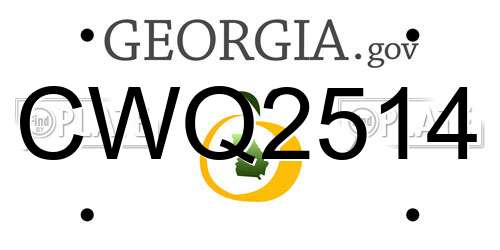 CWQ2514 Georgia License Plate