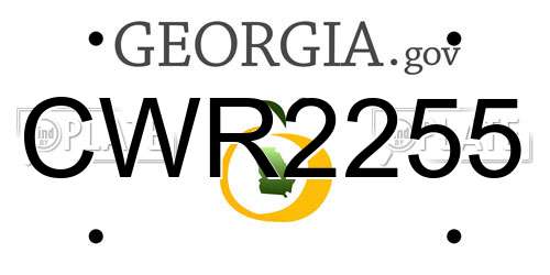 CWR2255 Georgia License Plate