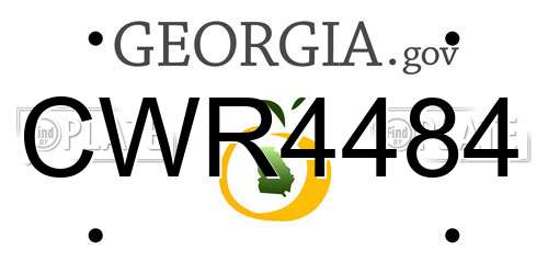 CWR4484 Georgia License Plate