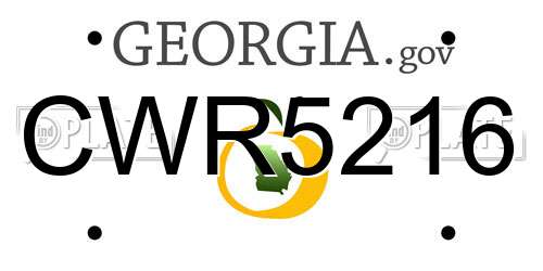 CWR5216 Georgia License Plate