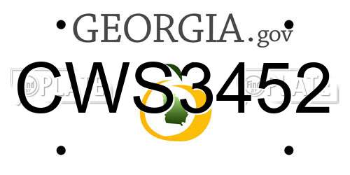 CWS3452 Georgia License Plate