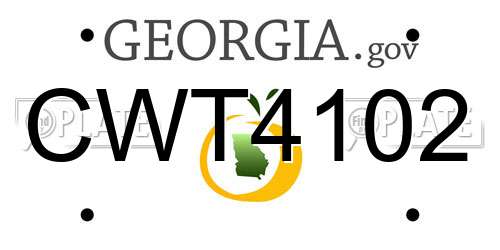CWT4102 Georgia License Plate