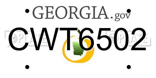 CWT6502 Georgia License Plate