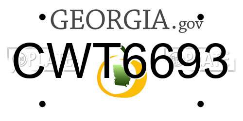 CWT6693 Georgia License Plate
