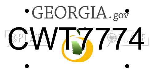 CWT7774 Georgia License Plate
