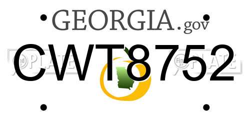 CWT8752 Georgia License Plate