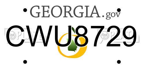 CWU8729 Georgia License Plate
