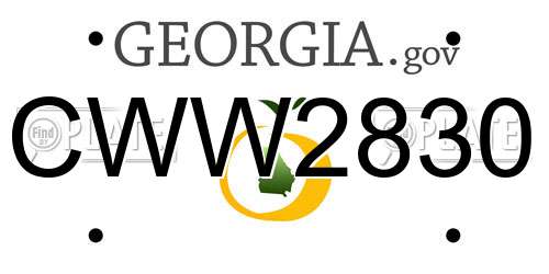 CWW2830 Georgia License Plate