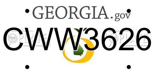 CWW3626 Georgia License Plate