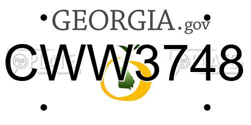 CWW3748 Georgia License Plate