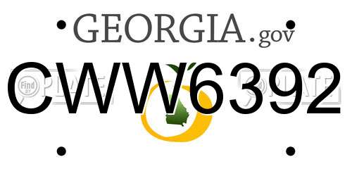 CWW6392 Georgia License Plate