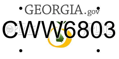CWW6803 Georgia License Plate