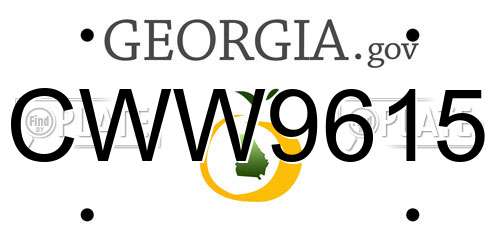 CWW9615 Georgia License Plate