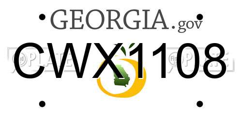 CWX1108 Georgia License Plate