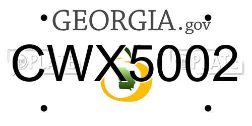 CWX5002 Georgia License Plate