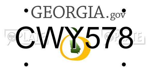 CWY578 Georgia License Plate